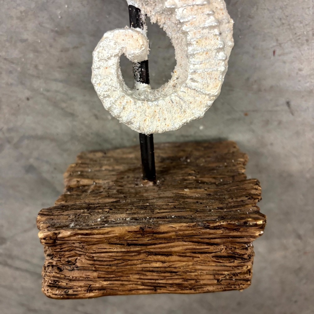 Coastal Seahorse Pillar Candle Holder Ivory Resin Beach Nautical Decor 9" Tall - Picture 4 of 8